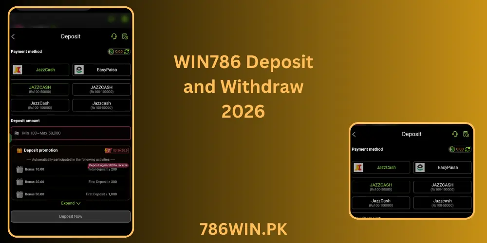WIN786 Deposit and withdraw
